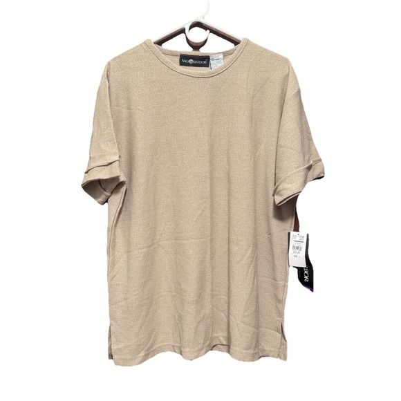 Sag Harbor Shirt Woman Size Large‎ Beige 3715 Vintage Short Sleeve Stretch NWt - Picture 1 of 9